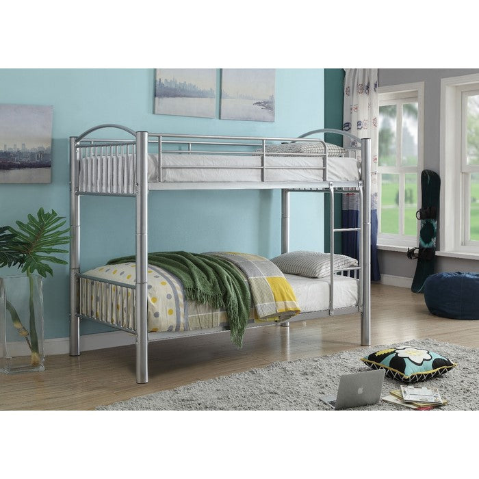 Metal Twin/Twin Bunk Bed, Silver