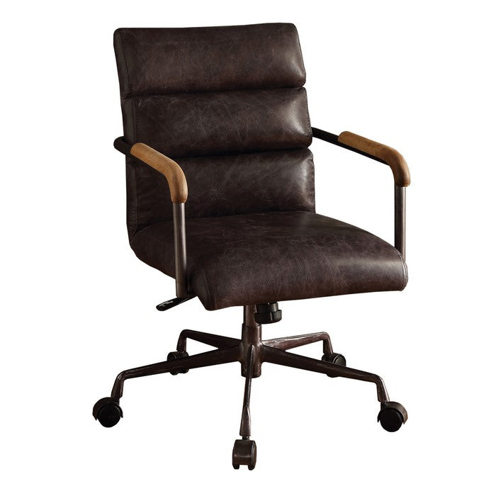 Metal & Leather Executive Office Chair, Antique Brown
