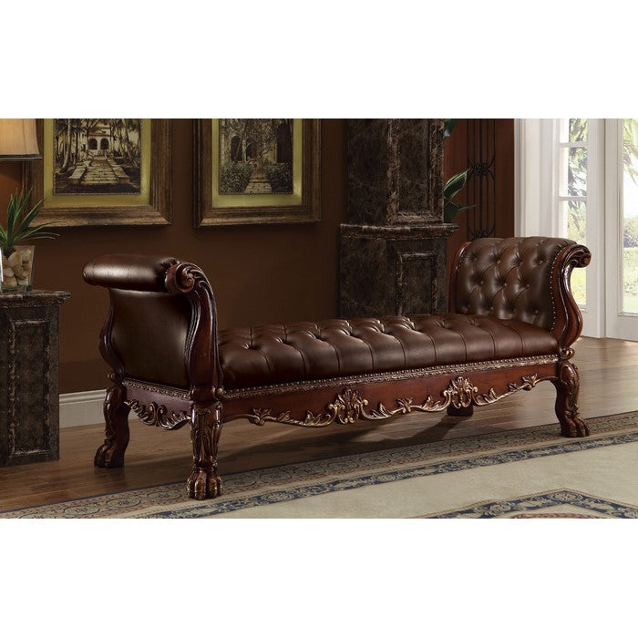 Wooden Frame Bench With Polyurethane Seat, Cherry Oak Brown