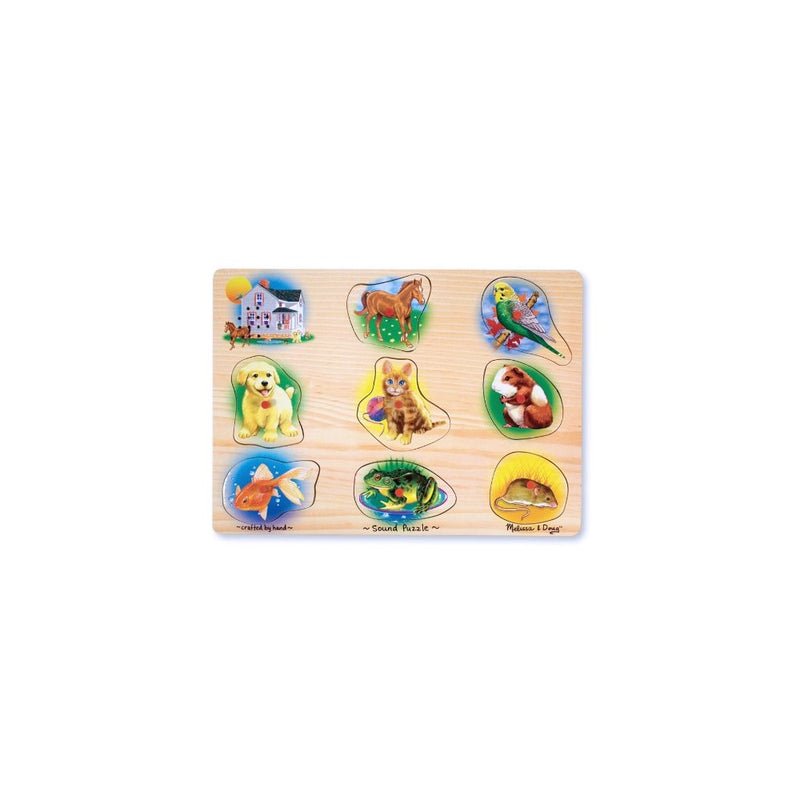 Melissa & Doug Pets Sound Puzzle - Wooden Peg Puzzle With Sound Effects (8 pcs)