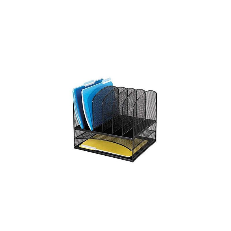 Safco Products 3255BL Onyx Mesh Desktop Organizer with 6 Vertical/2 Horizontal Sections, Black