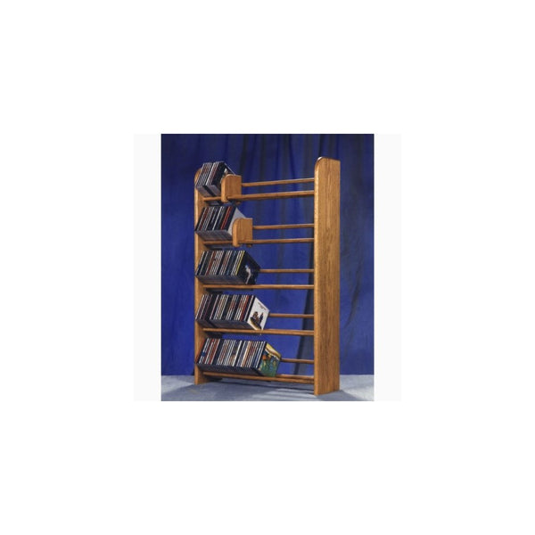 Solid Oak 5 Row Dowel CD Rack (Honey Oak)