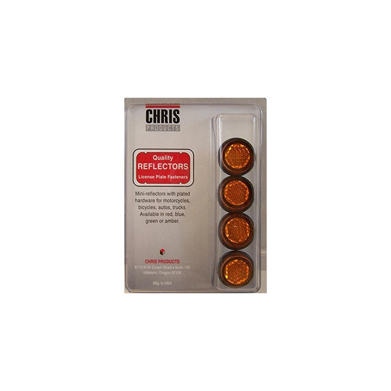 Chris Products CH4A Amber Motorcycle Mini License Plate Reflector, 4 Pack