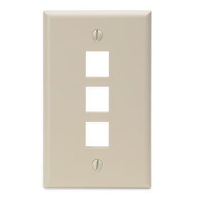 Leviton 41080-3IP QuickPort Wallplate, Single Gang, 3-Port, Ivory