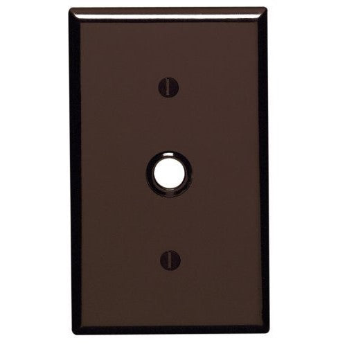 Leviton 85018 1-Gang .406 Inch Hole Device Telephone/Cable Wallplate, Standard Size, Thermoset, Strap Mount, Brown