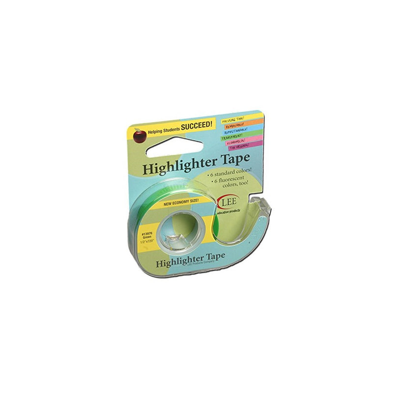 Lee Products Co. 1/2-Inch Wide 720-Inch Long Removable Highlighter Tape, Economy Size with Refillable Dispenser, Green (13976)