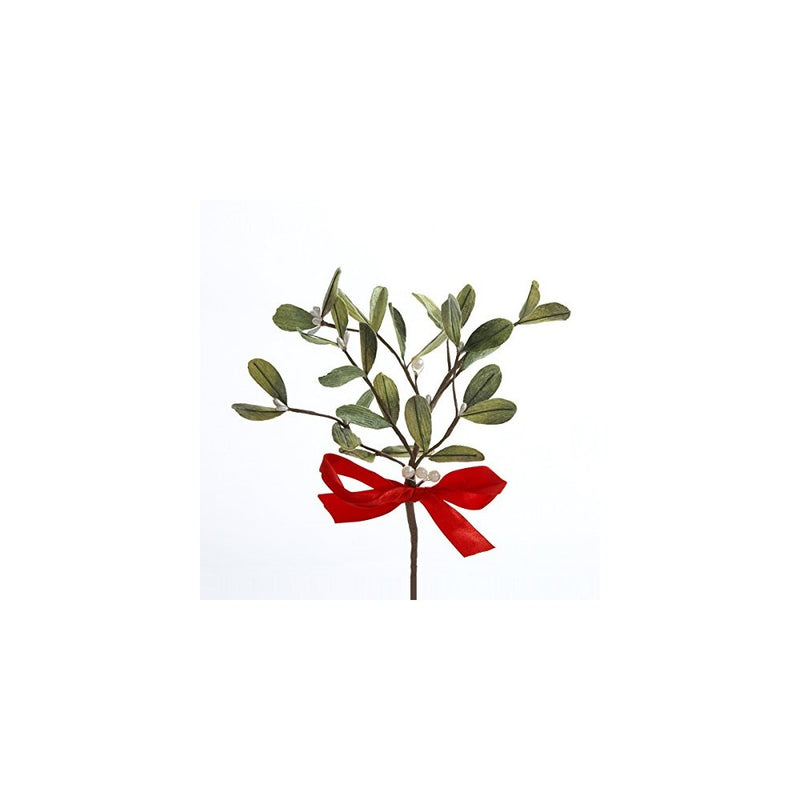 Kurt Adler Artificial Mistletoe Pick with Red Bow