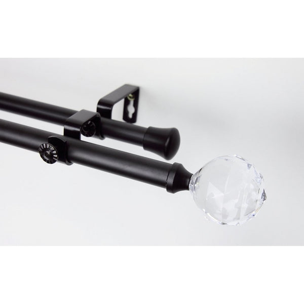 Modern Faceted Double Curtain Rod Size: 28" - 48" W, Finish: Black