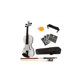 Mendini 4/4 MV-White Solid Wood Violin with Hard Case, Shoulder Rest, Bow, Rosin and Extra Strings (Full Size)