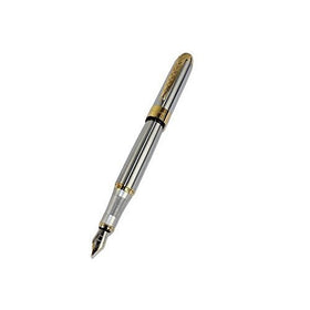 JinHao 250 Stainless Steel Gold Trim Fountain Pen - Medium