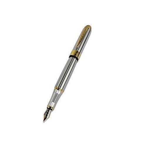 JinHao 250 Stainless Steel Gold Trim Fountain Pen - Medium