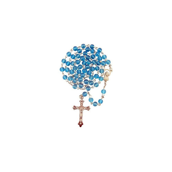 Blue Glass Beads Rosary, 6mm Beads