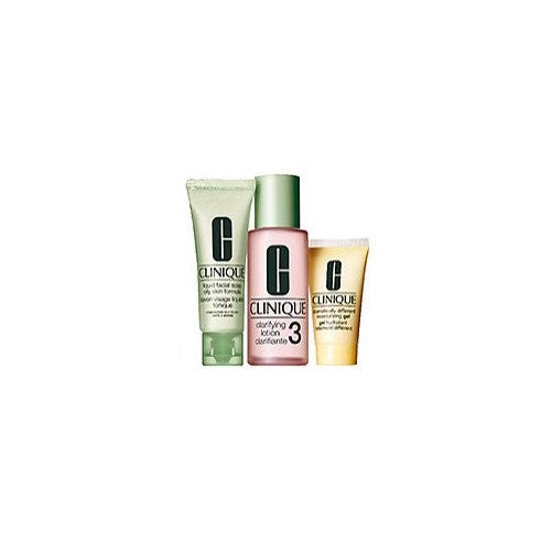 Clinique 3 Steps system for Oily / Oily Combination Skin Set: dramatically moisturizing Gel 4.2 oz / 125 ml Clarifying Lotion 3 13.5 oz / 400 ml Liquid Facial Soap Oily Skinild 6.7 oz / 200 ml