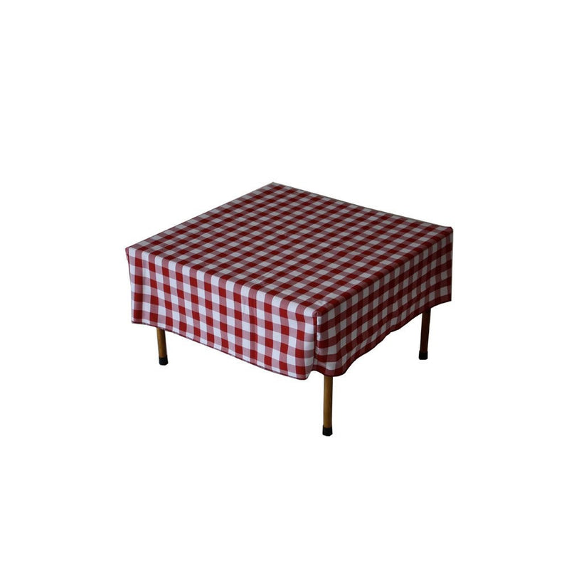 Table in a Bag TC2828RW Square Polyester Gingham Tablecloth, 28-inch by 28-inch, Red and White Checkered Pattern