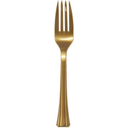 Lillian 48-Pack Plastic Forks Cutlery Bag, Gold