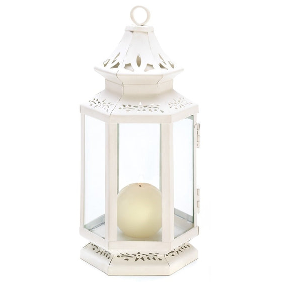 Gifts & Decor Medium Size Victorian White Candle Lantern Candleholder