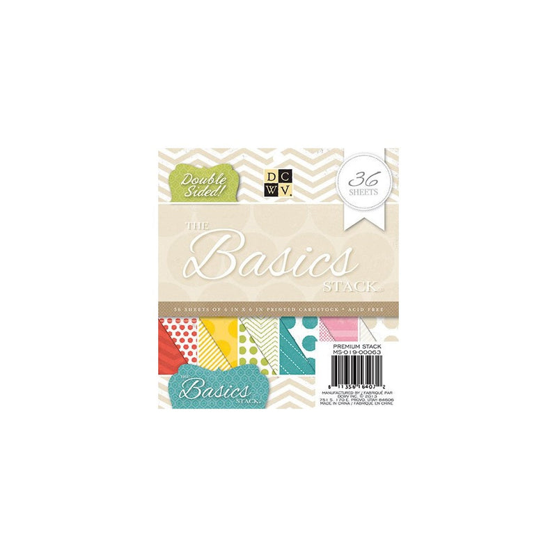 American Crafts 6 x 6 Inch Basics Double Sided 36 Sheets Die Cuts with a View Mat Stacks, 6" x 6"