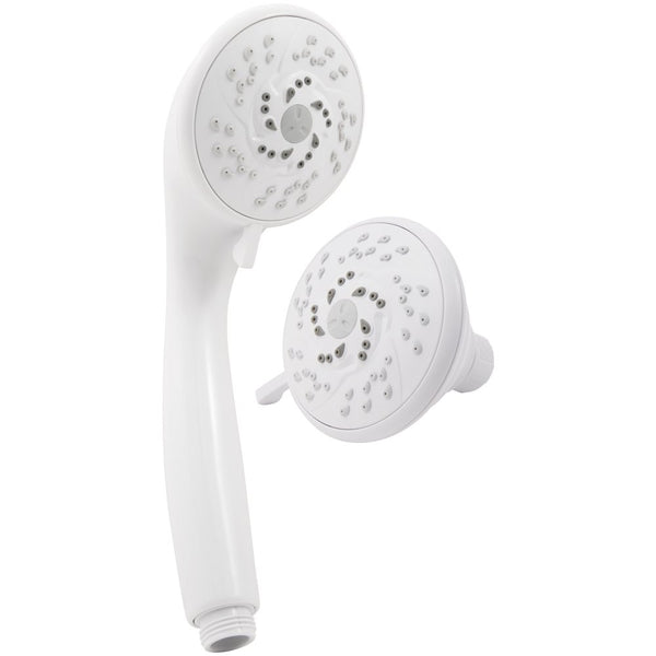 Body Moods Combo Handheld with Fixed Shower Head - 3 Spray Settings & 9 Spray Combinations, White