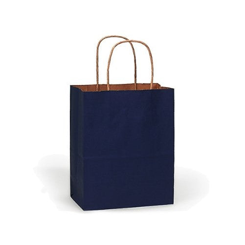 CUB DARK BLUE 100% Recycled KraftBULK Shopping Bags 8x4-3/4x10-1/4" 1 unit, 250 pack per unit.