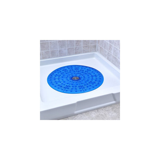 SlipX Solutions Blue Round Shower Stall Mat Provides Generous Coverage & Reliable Slip-Resistance (23" Sides, 160 Suction Cups, Great Drainage)