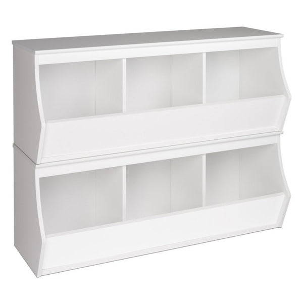 Prepac Monterey Stacked 6-Bin Storage Cubby, White