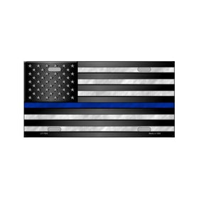 Smart Blonde LP-7902 American Flag With Blue Police Novelty Metal License Plate