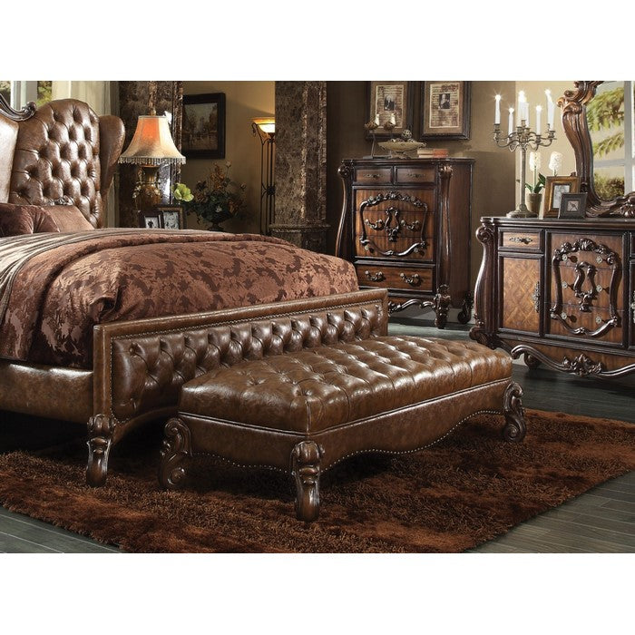 Polyurethane Wood Bench, Antiqued Brown