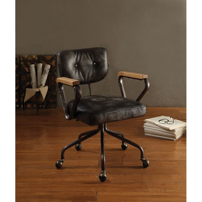 Metal & Leather Executive Office Chair, Black
