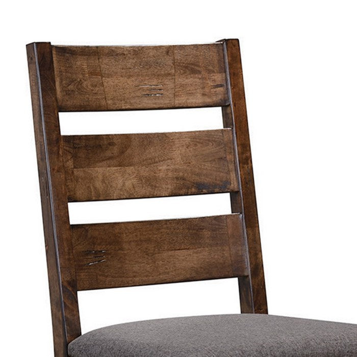 Wooden Ladder Back Dining Chair, Gray & Brown, Set of 2