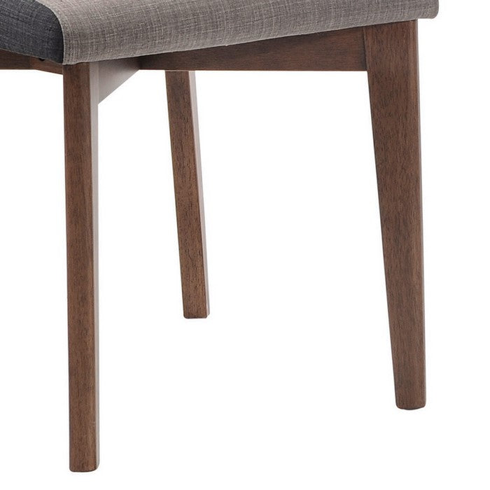Wooden Armless Dining Side Chair, Gray & Walnut Brown, Set of 2