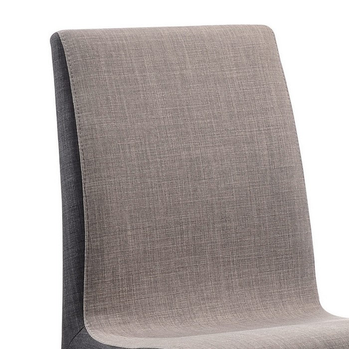 Wooden Armless Dining Side Chair, Gray & Walnut Brown, Set of 2