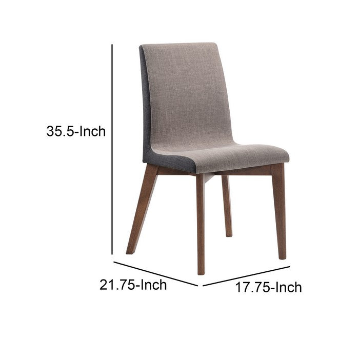 Wooden Armless Dining Side Chair, Gray & Walnut Brown, Set of 2