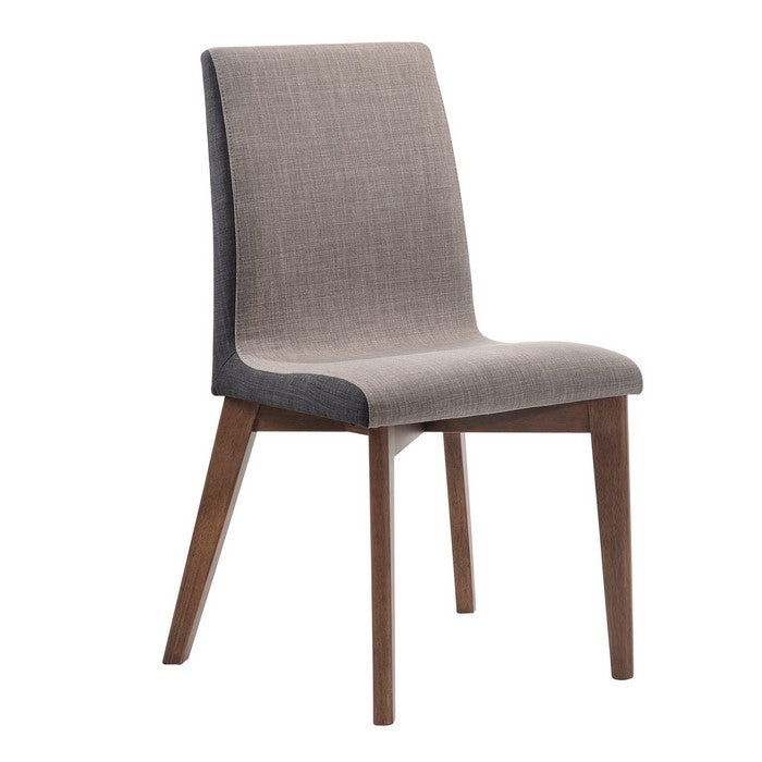 Wooden Armless Dining Side Chair, Gray & Walnut Brown, Set of 2