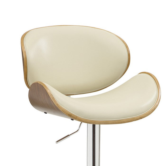 Adjustable Bar Height Stool, Cream & Walnut