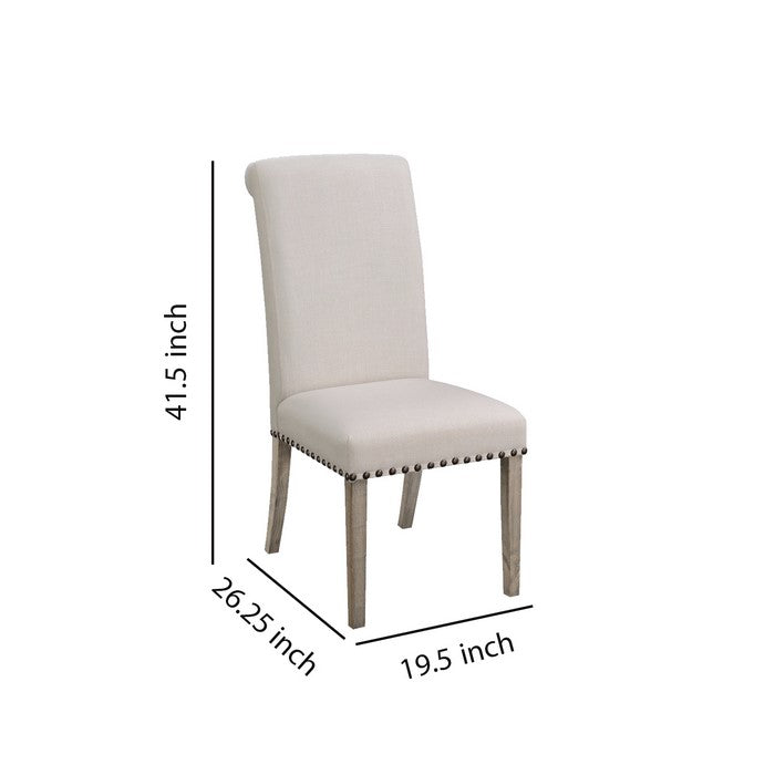 Rolled Back Parson Dining Chair, Beige, Set of 2