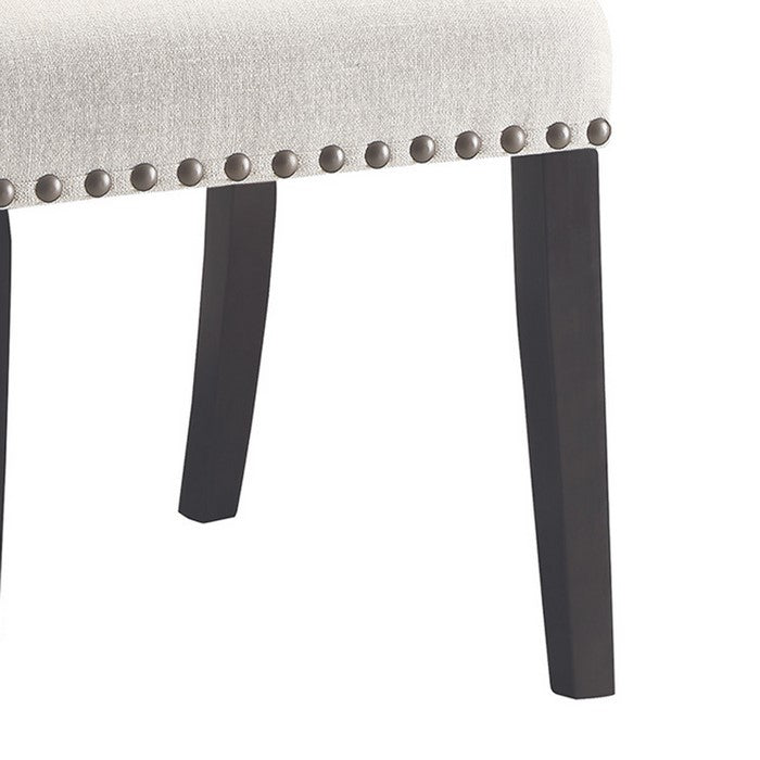Wooden Dining Side Chair, Cream & Black, Set of 2