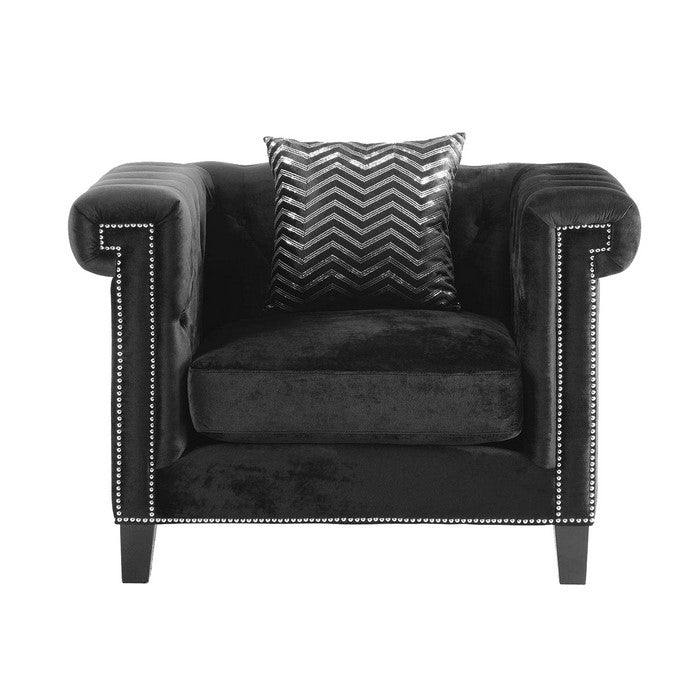Living Room Chair With Tufted Back, Black