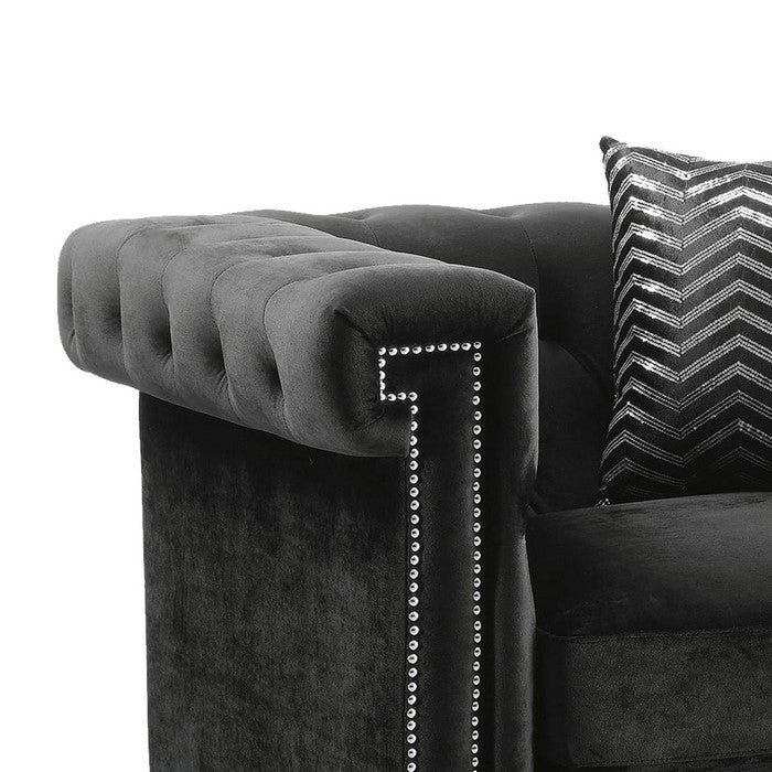 Living Room Chair With Tufted Back, Black