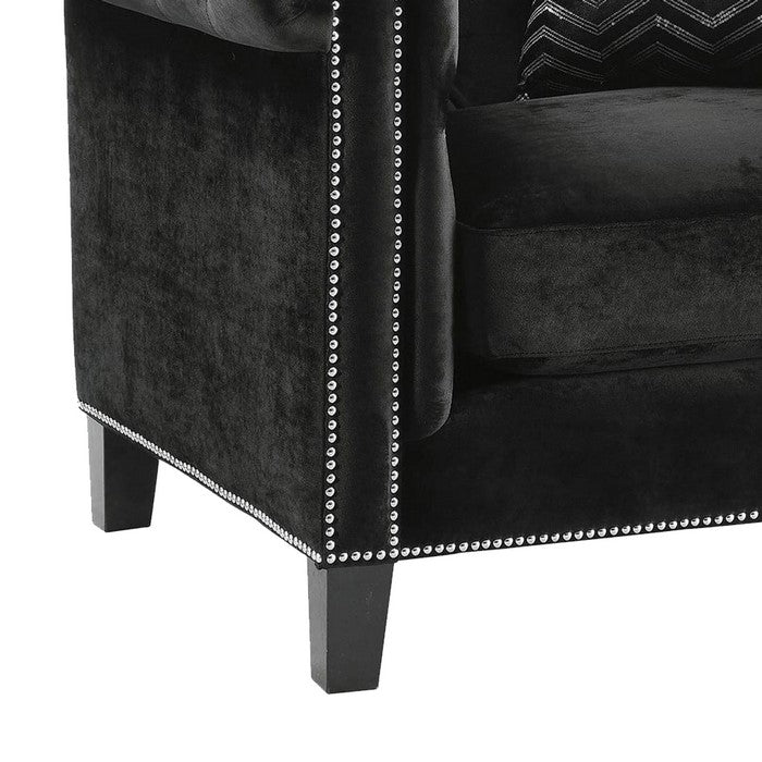 Living Room Chair With Tufted Back, Black