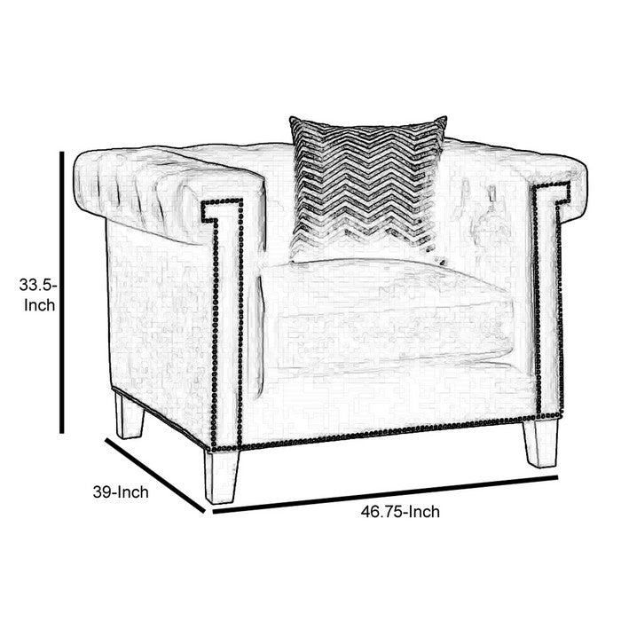 Living Room Chair With Tufted Back, Black