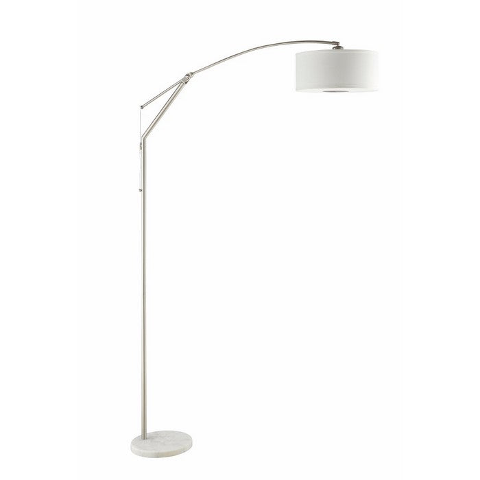 Contemporary Over Arching Metal Floor Lamp, White And Silver