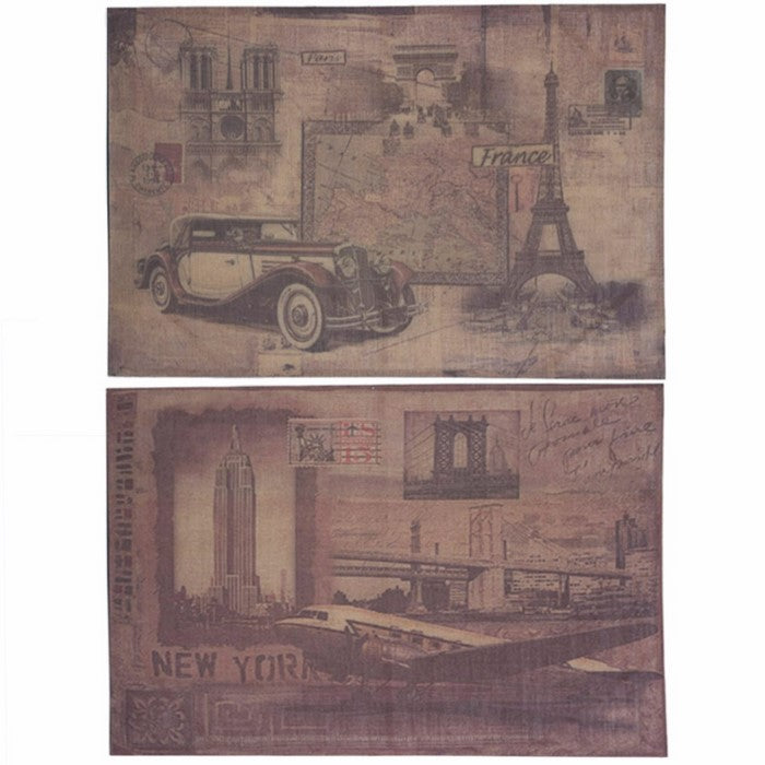Burlap NY & Paris WallDecor, Beige, Set Of 2