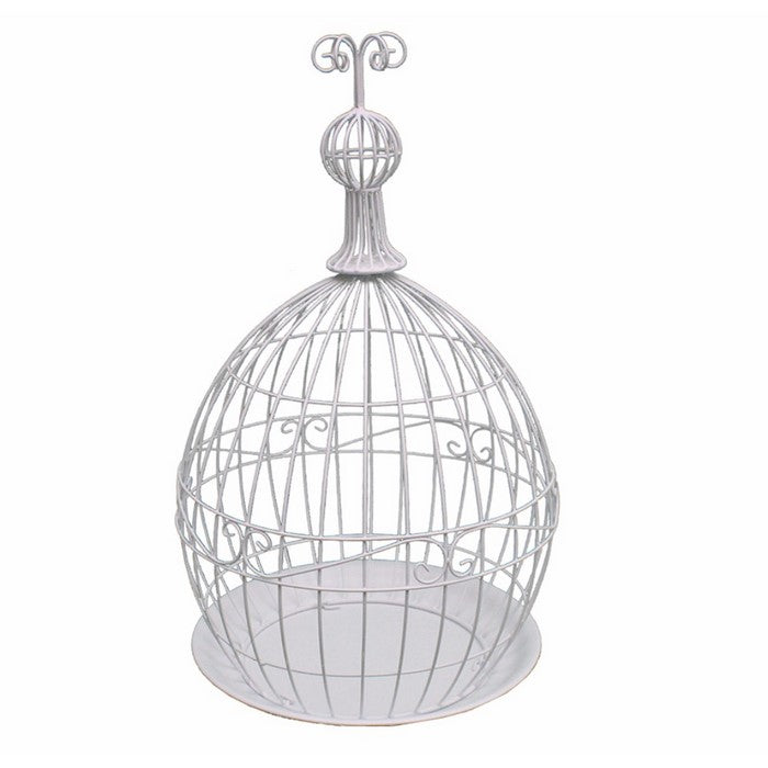 Metal Planter In Cage Style, White