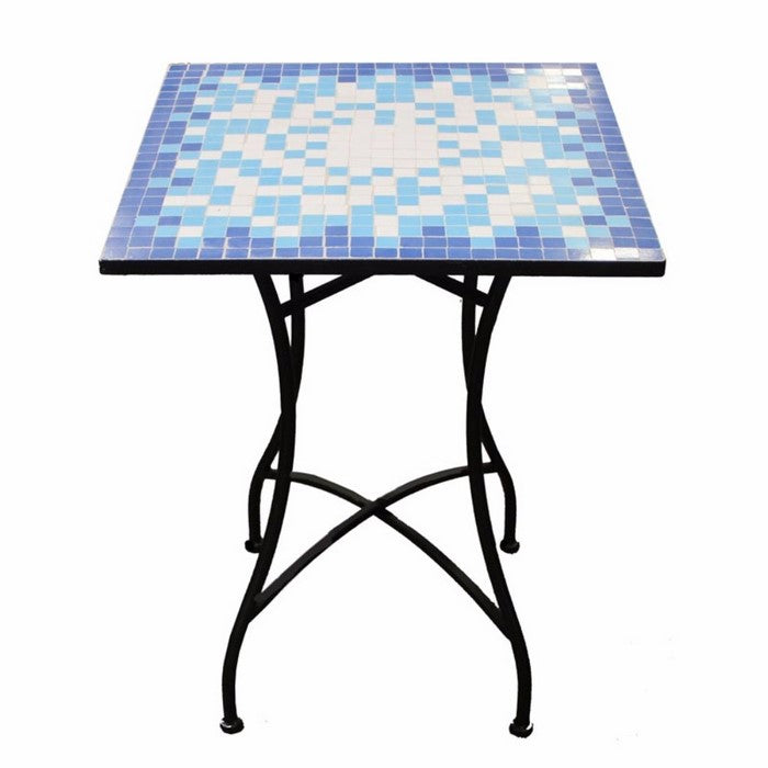Mosaic/Metal Square Table, Blue