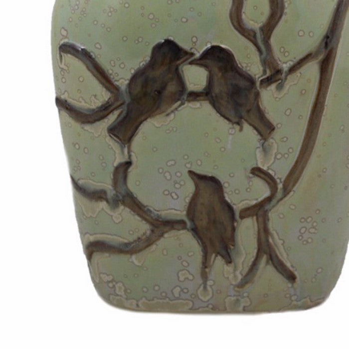 Ceramic Vase, Green And Brown