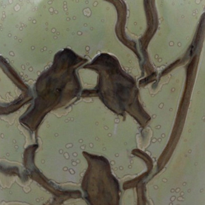 Ceramic Vase, Green And Brown