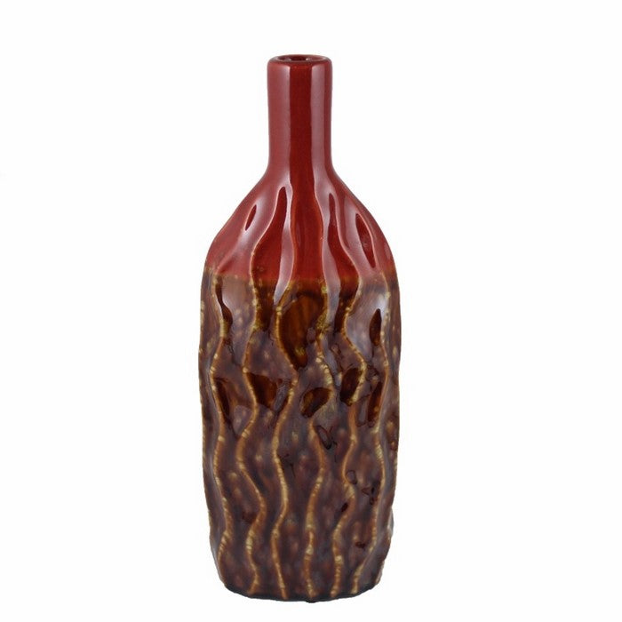 Ceramic Vase, Red And Brown
