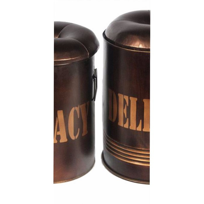 Metal Ottoman, Copper, Set Of 2