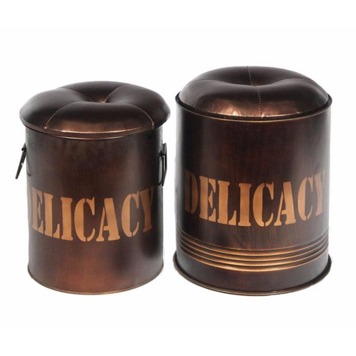 Metal Ottoman, Copper, Set Of 2