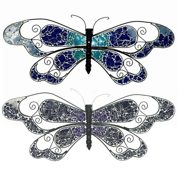 Mosaic/Metal Butterfly, Blue, Assortment Of 2
